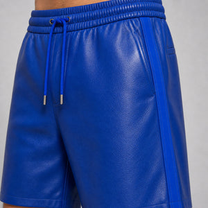 men's blue leather track shorts MLS 810043 28