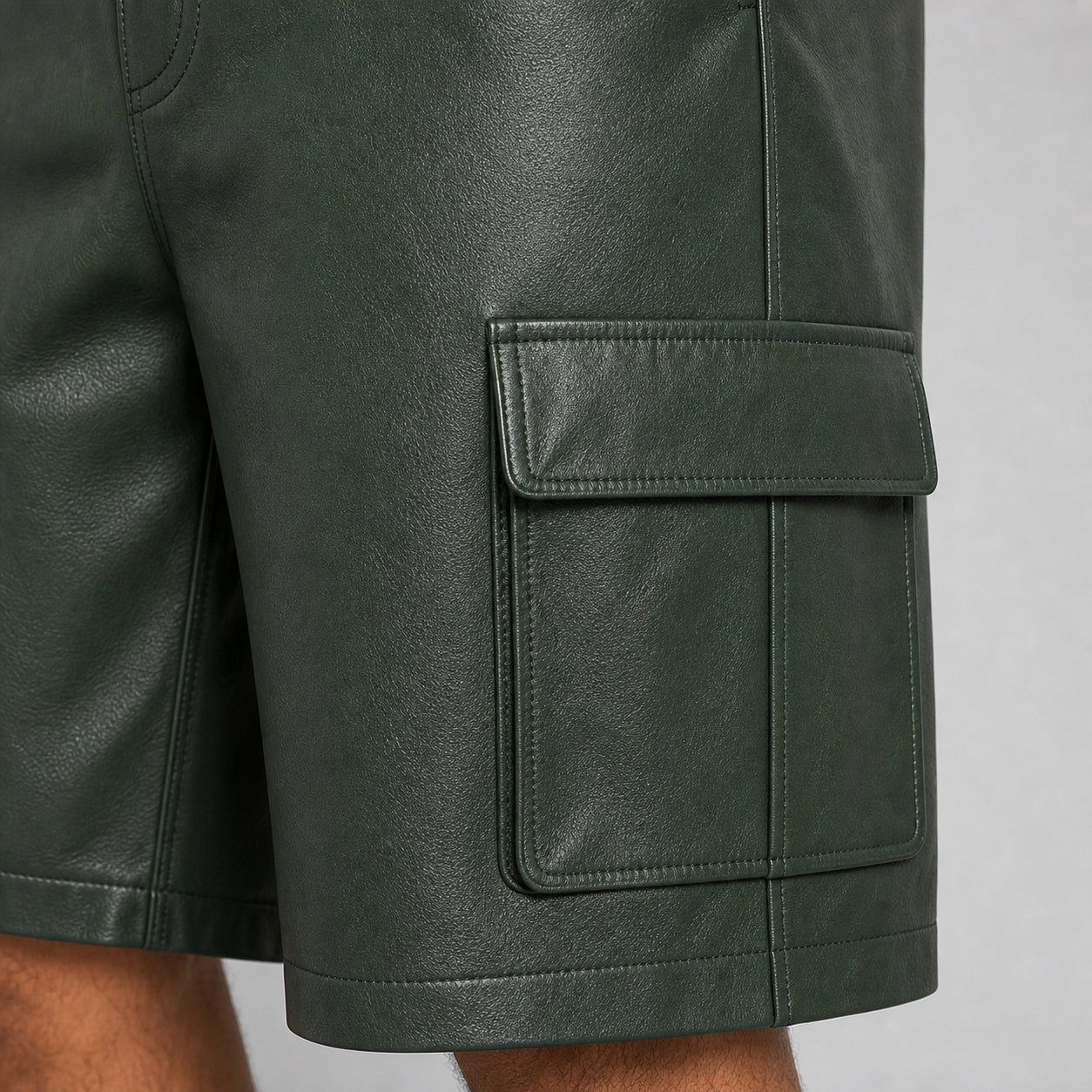 men's green leather safari shorts MLS 810041 28