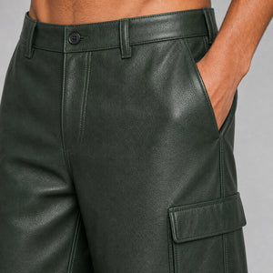 men's green leather safari shorts MLS 810041 28