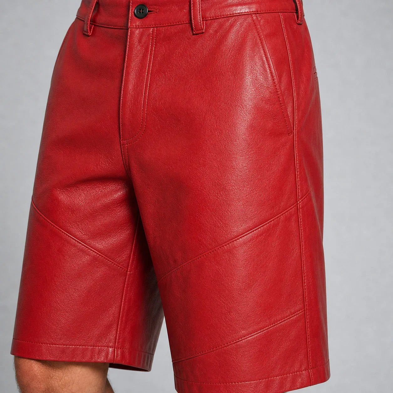 men's red leather moto shorts MLS 810045 28