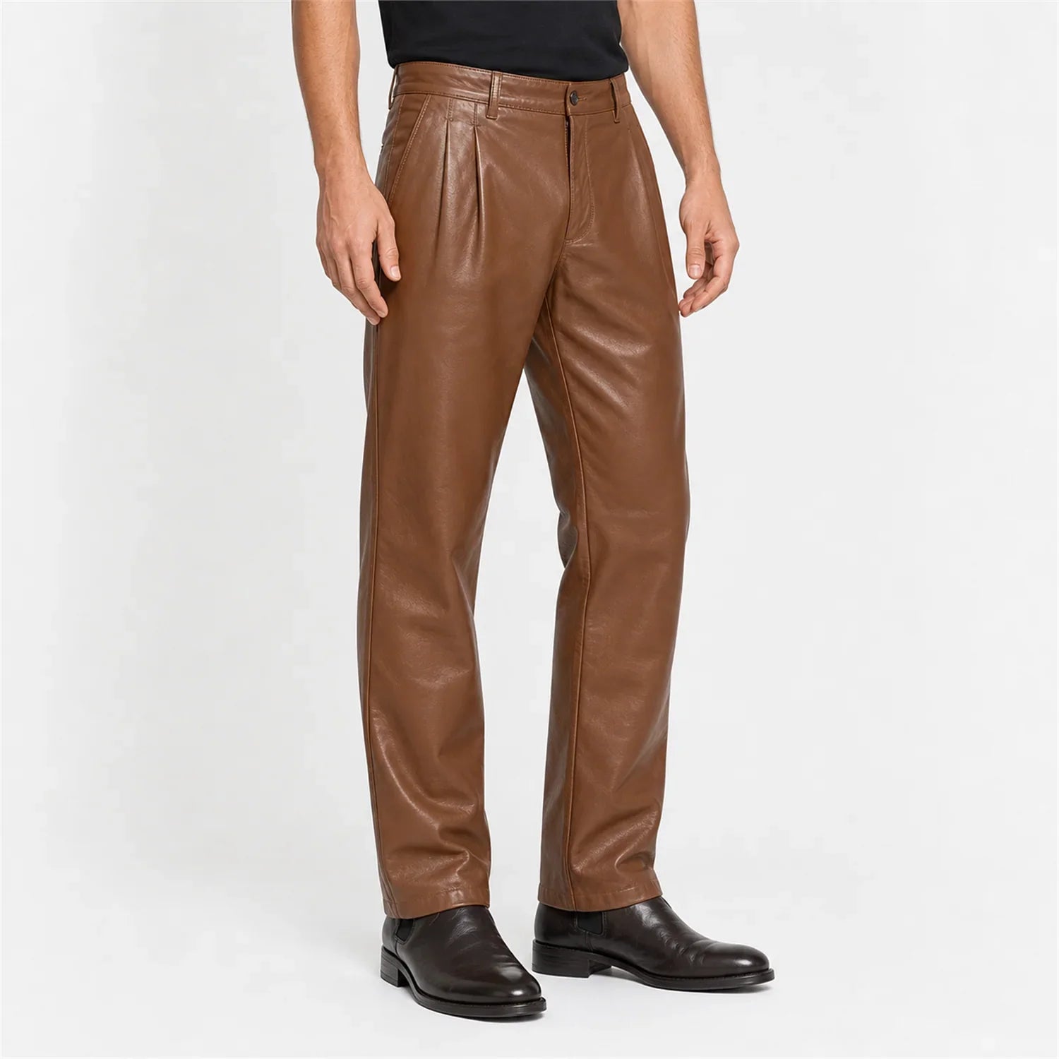 mens tan lambskin leather trousers MP 98004 28 28