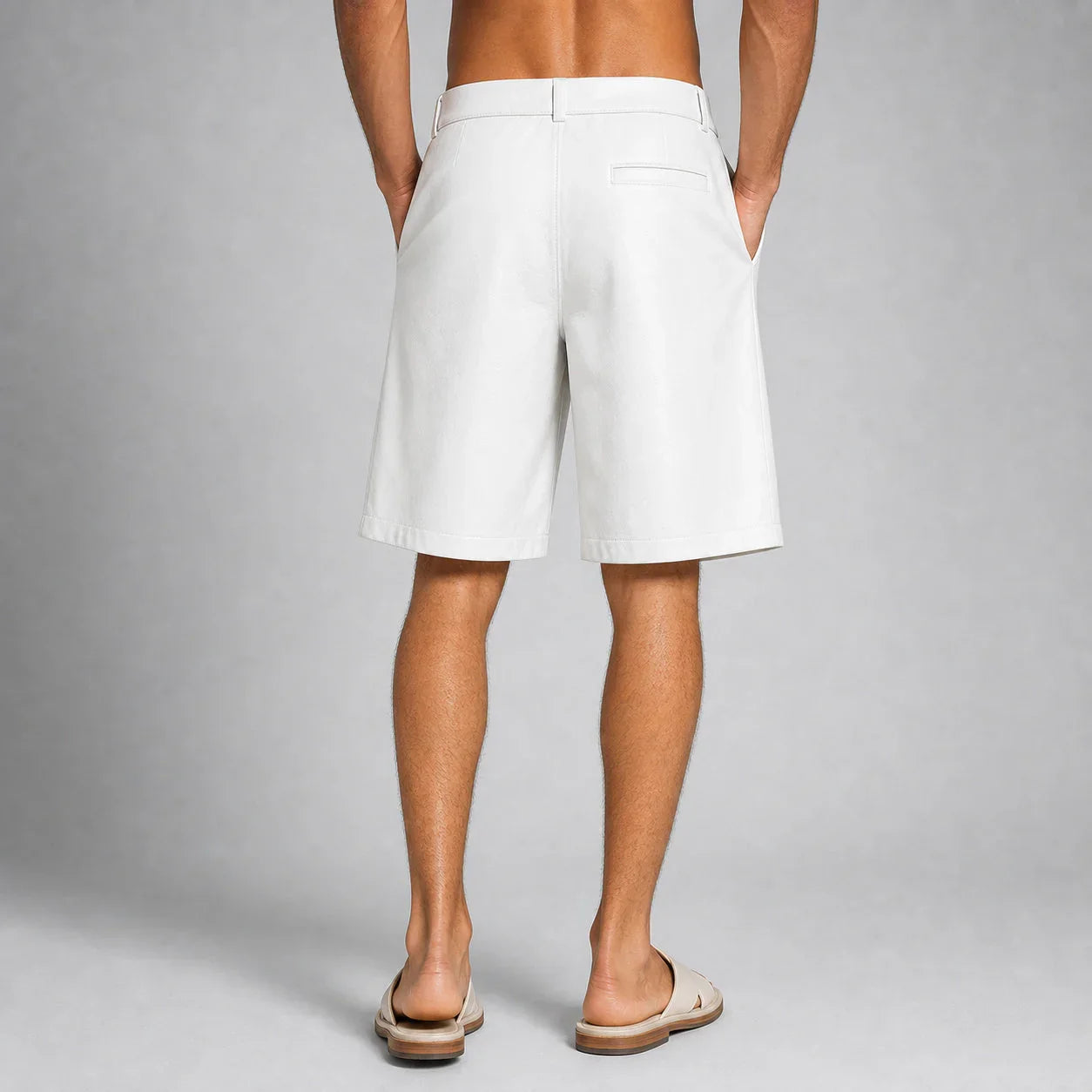 men's white leather resort shorts MLS 810042 28