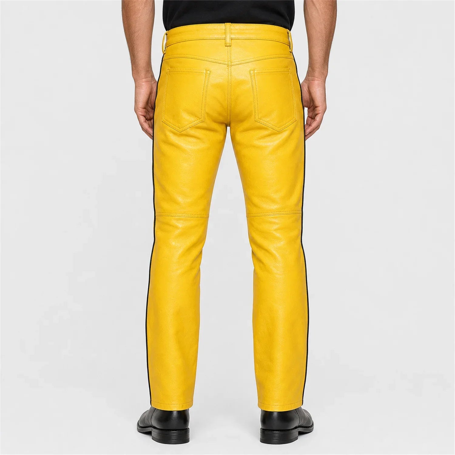 mens yellow leather racing pants MP 98011 28 28