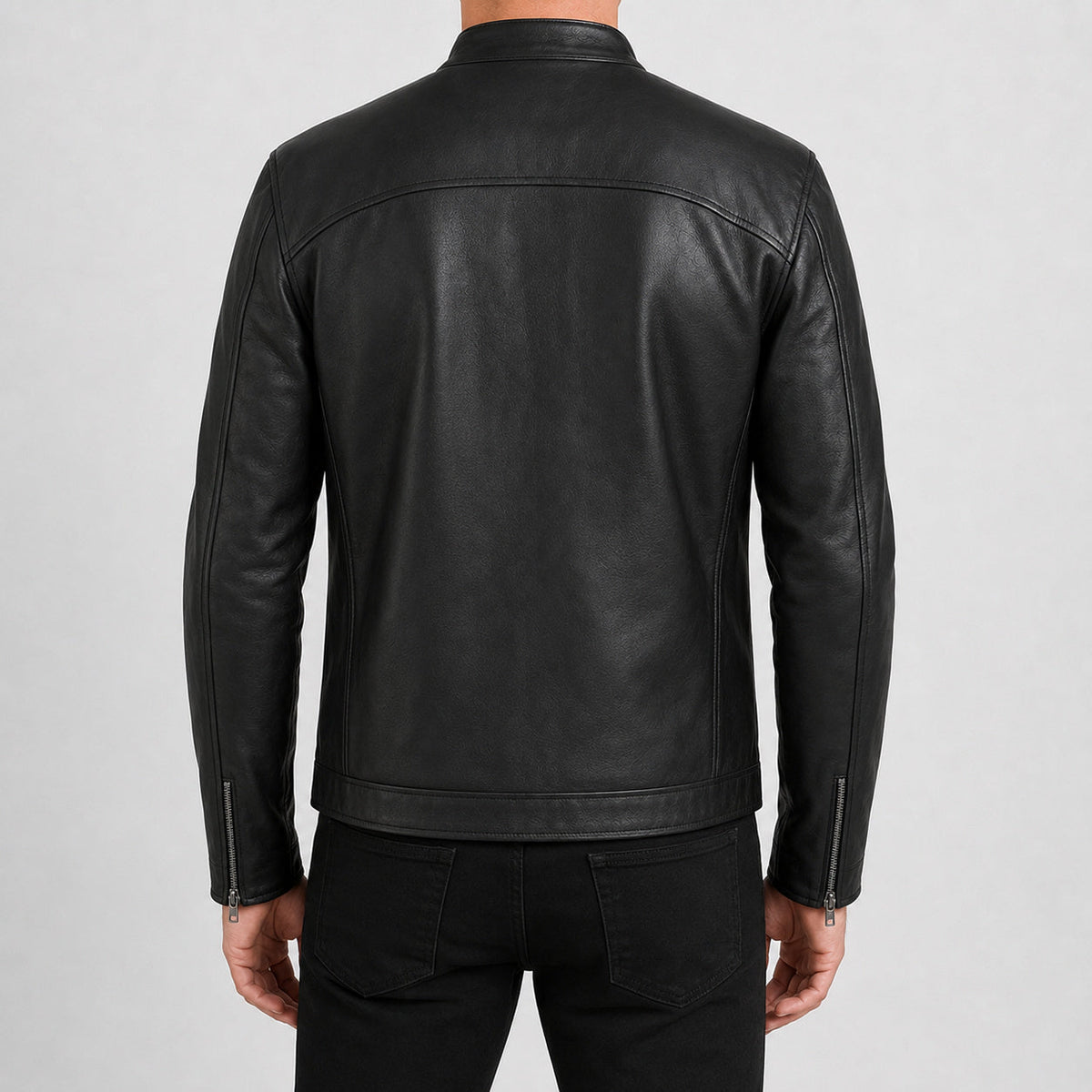 Black Leather Cafe Racer Jacket MLJ 6000 2XS