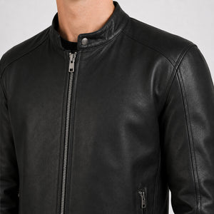 Black Leather Cafe Racer Jacket MLJ 6000 2XS