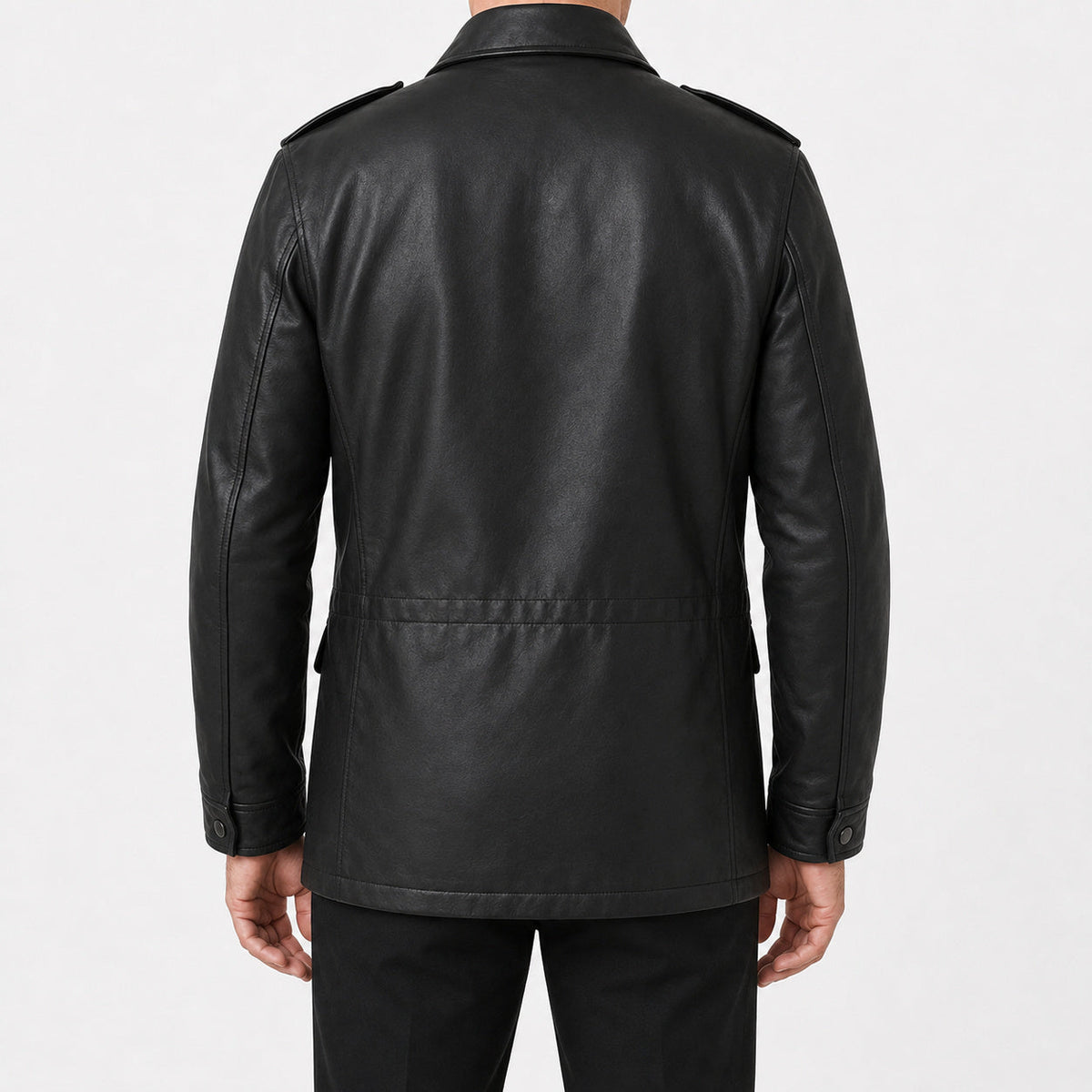 Mens Black Leather Field Jacket MLJ 6001 2XS