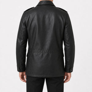 Mens Black Leather Field Jacket MLJ 6001 2XS