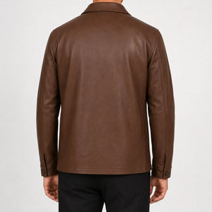 Brown Leather Chore Jacket MLJ 6003 2XS