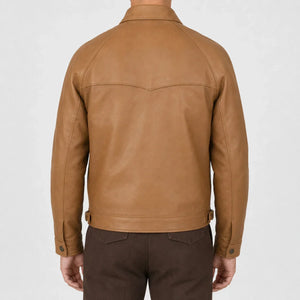 Tan Leather Harrington Jacket MLJ 6004 2XS