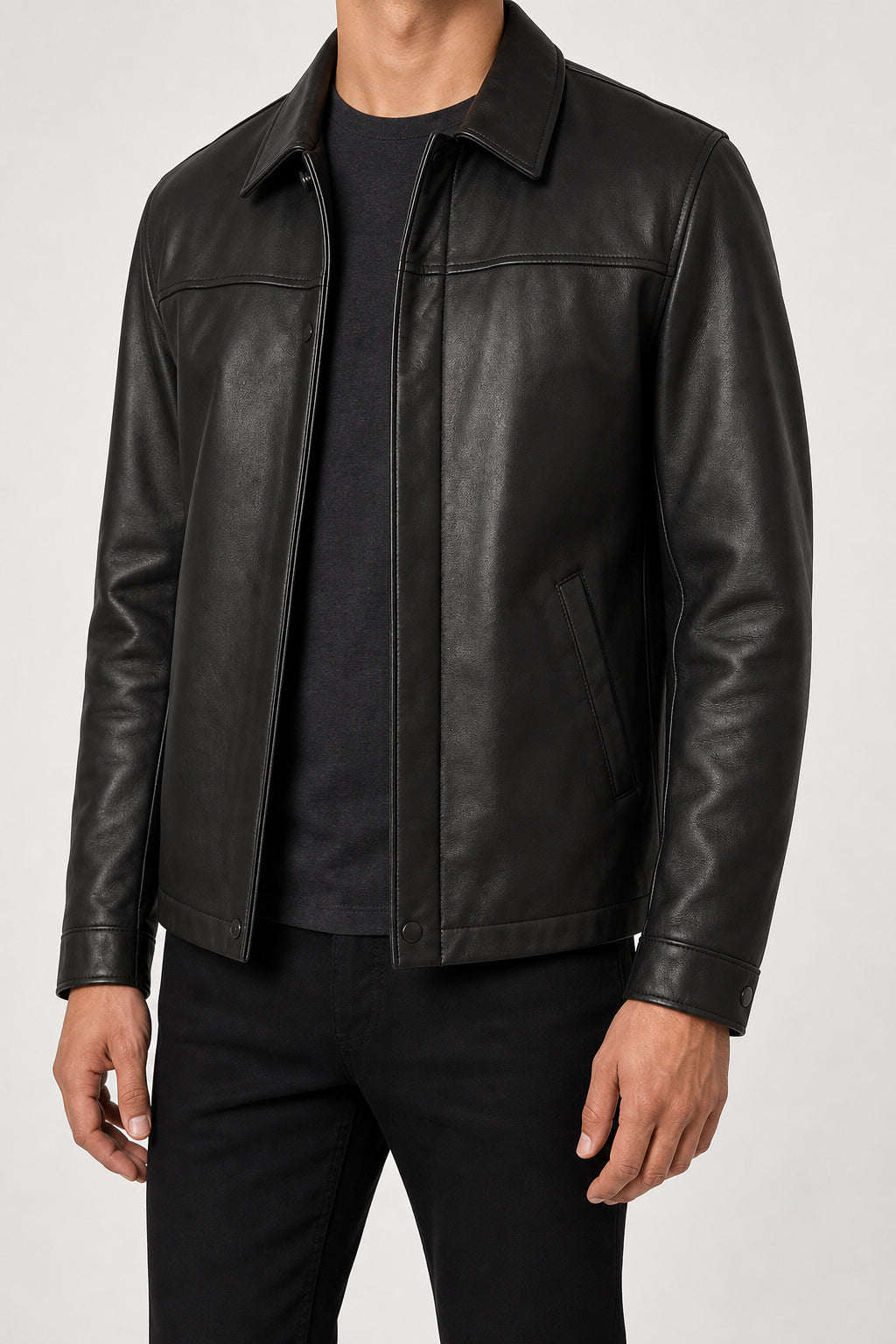 mens black leather coach jacket