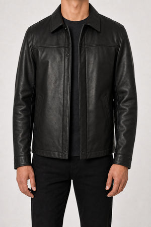 mens black leather coach jacket MLJ 6005 2XS