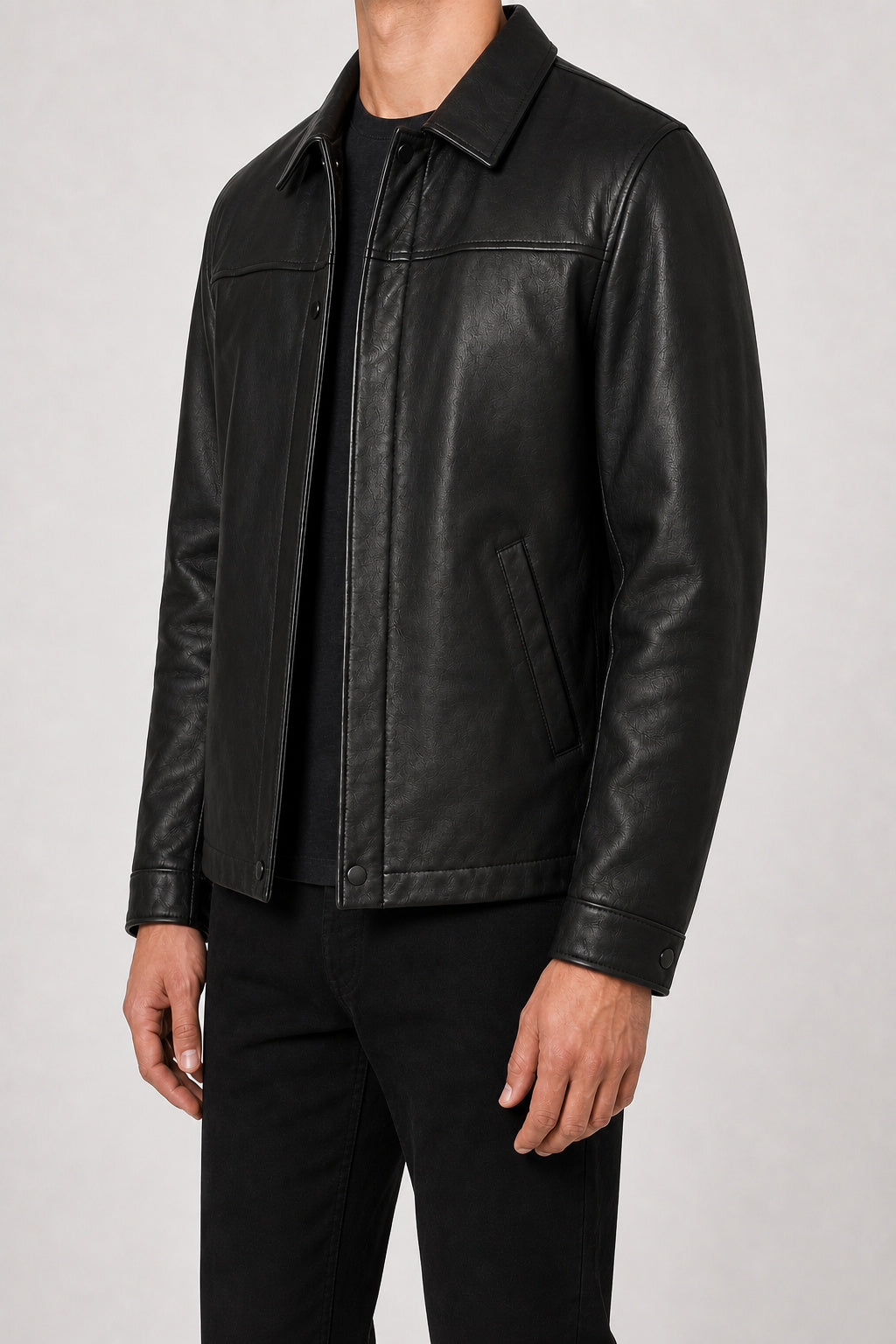 mens black leather coach jacket MLJ 6005 2XS
