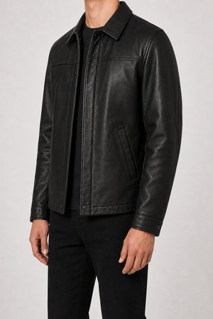 mens black leather coach jacket MLJ 6005 2XS