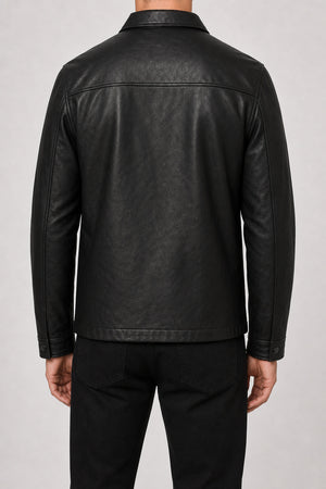 mens black leather coach jacket MLJ 6005 2XS