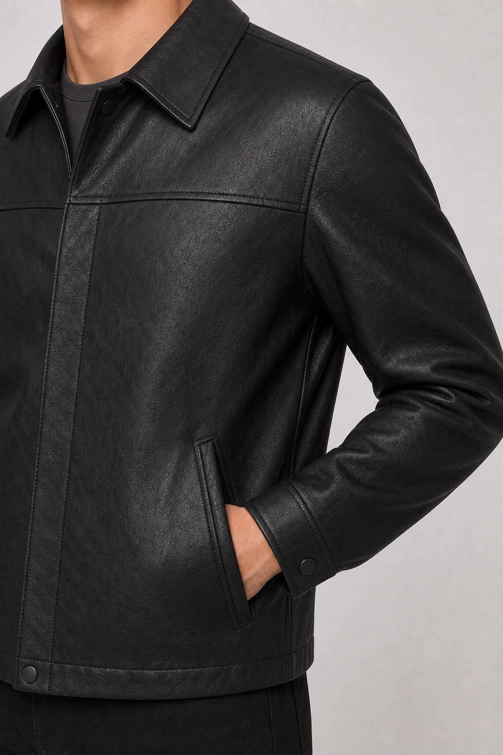mens black leather coach jacket MLJ 6005 2XS