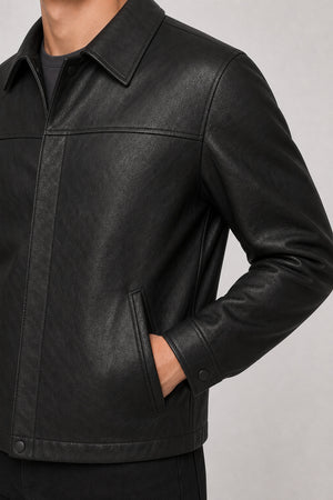 mens black leather coach jacket MLJ 6005 2XS