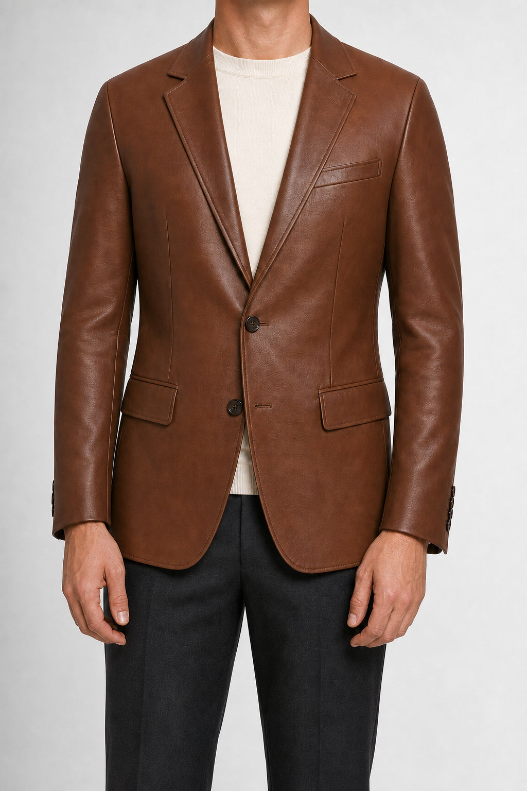 mens brown leather blazer MLJ 6006 2XS