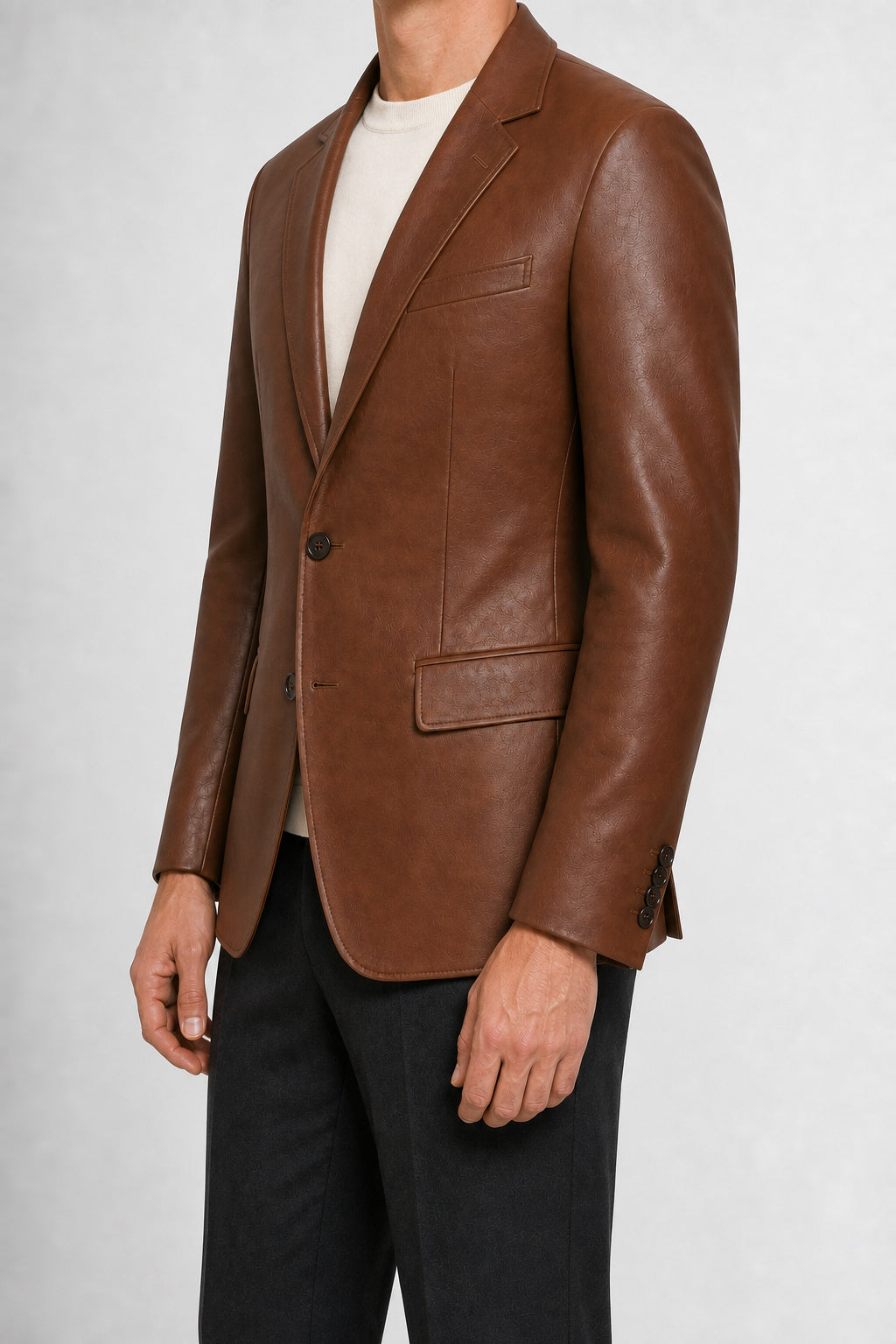 mens brown leather blazer MLJ 6006 2XS