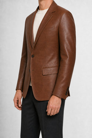 mens brown leather blazer MLJ 6006 2XS