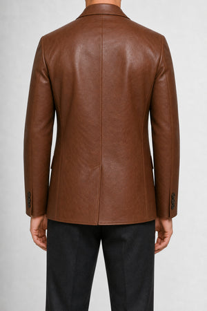 mens brown leather blazer MLJ 6006 2XS