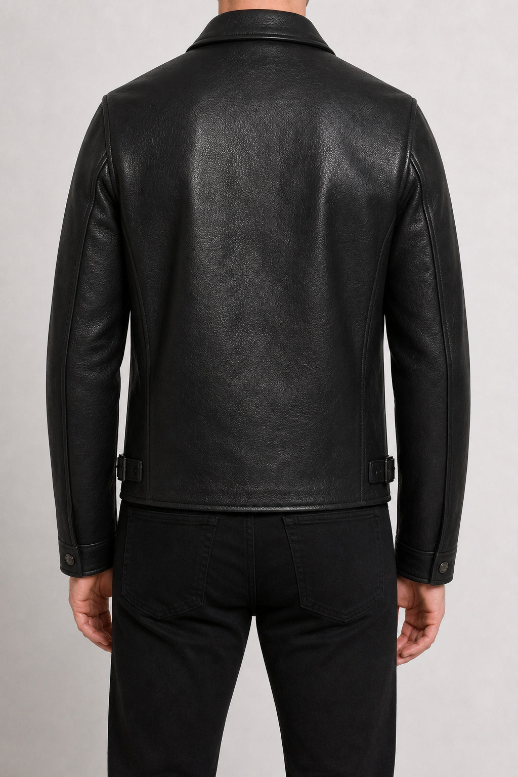 mens black leather Eisenhower jacket MLJ 6007 2XS