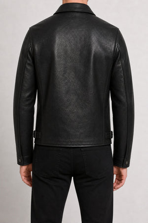 mens black leather Eisenhower jacket MLJ 6007 2XS