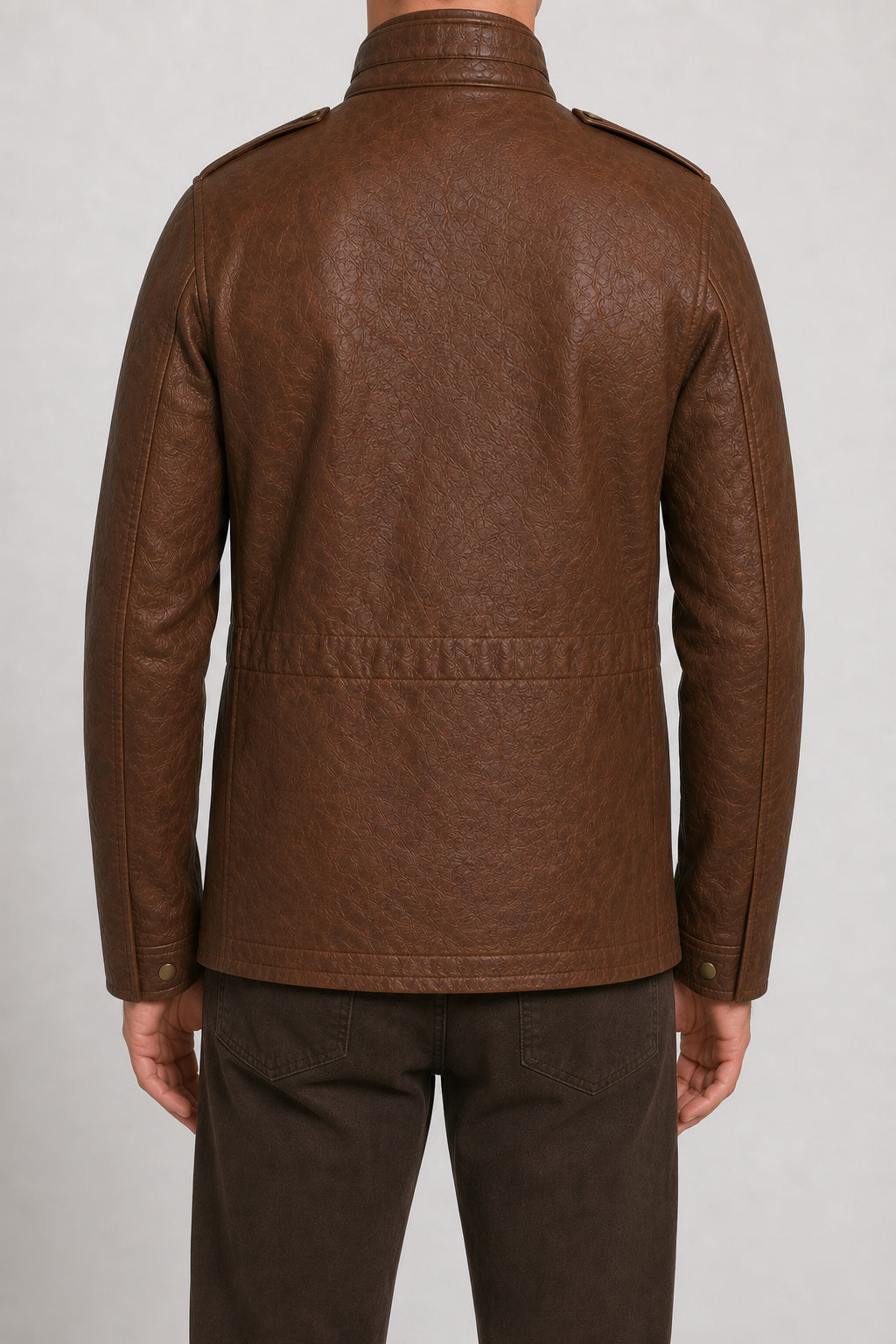 mens brown leather safari jacket MLJ 6008 2XS