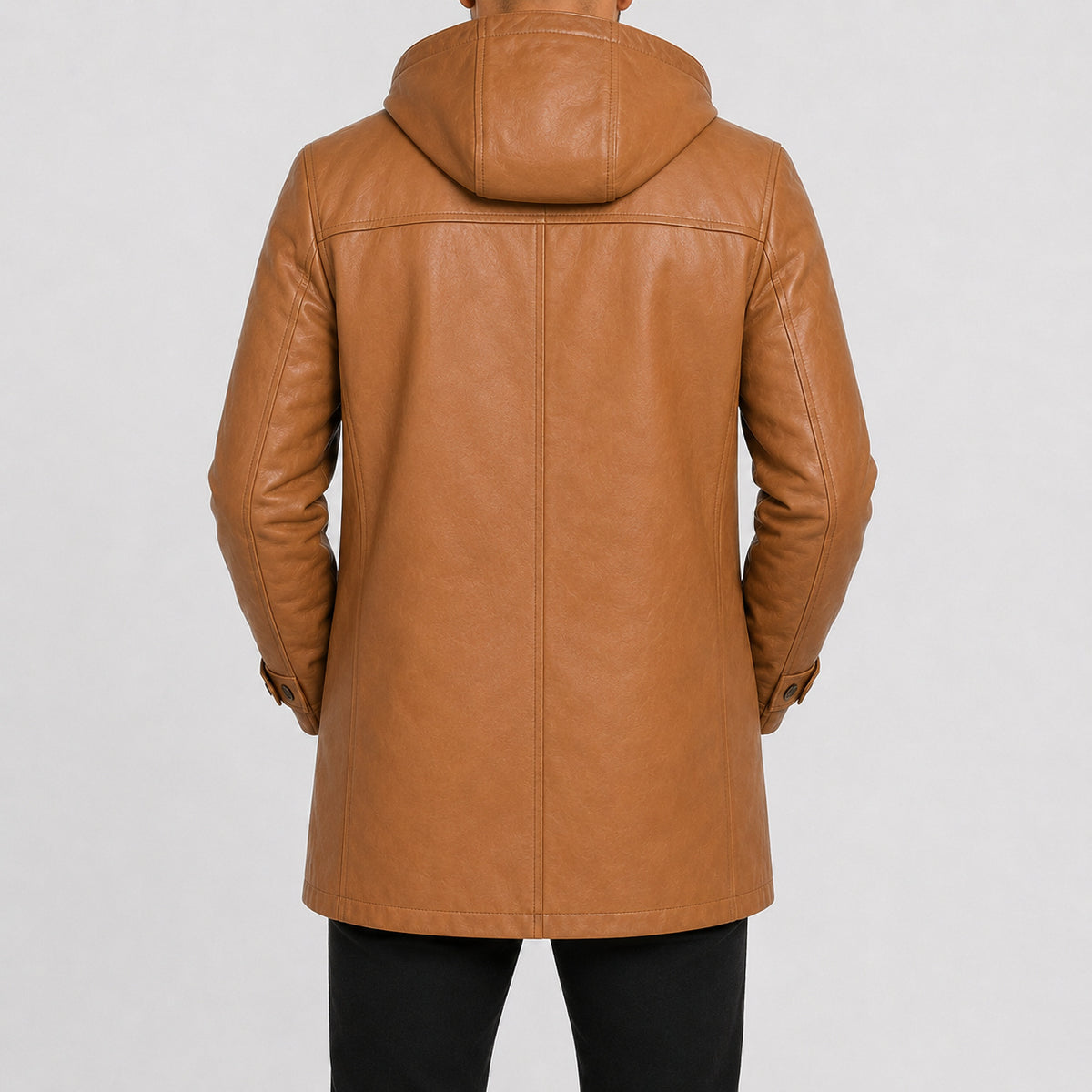 mens tan leather duffle coat MLJ 6023 2XS