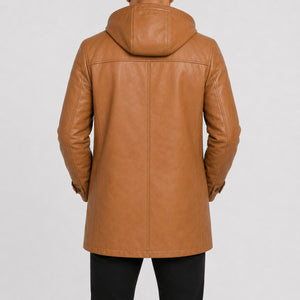 mens tan leather duffle coat MLJ 6023 2XS