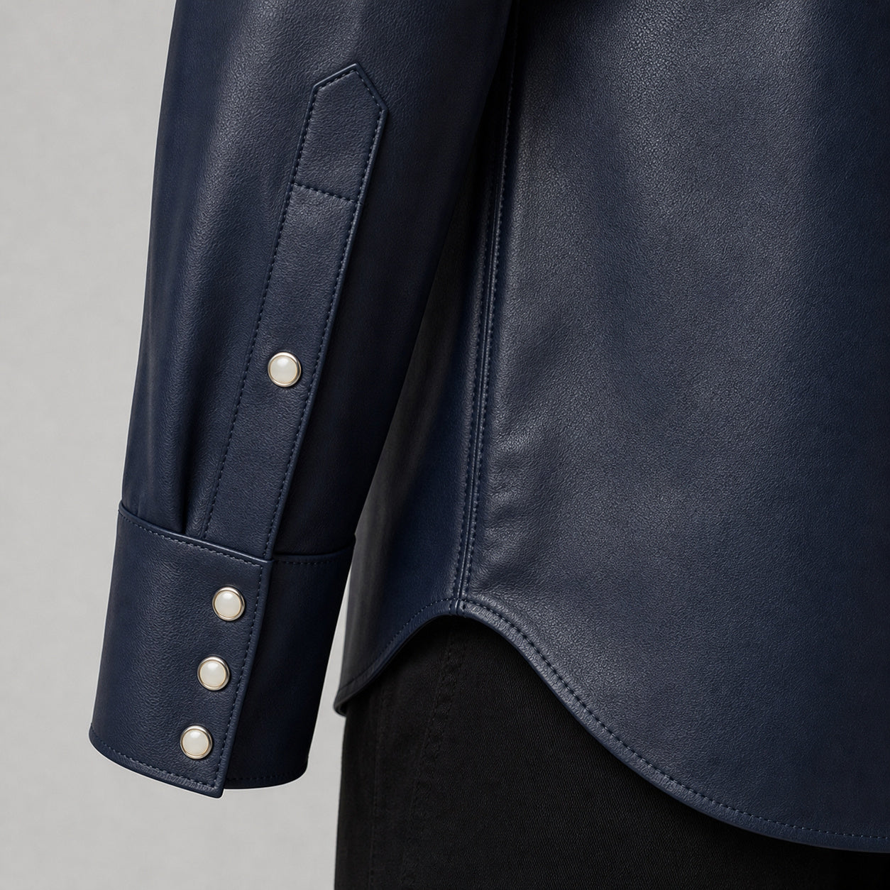 men's navy leather shirt jacket MLSH 810034 3XS