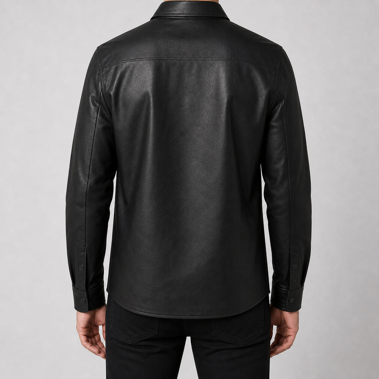 men's black lambskin leather shirt MLSH 810036 3XS