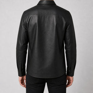 men's black lambskin leather shirt MLSH 810036 3XS