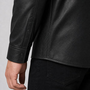 men's black lambskin leather shirt MLSH 810036 3XS