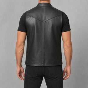 black lambskin moto vest MLV 3002 back view