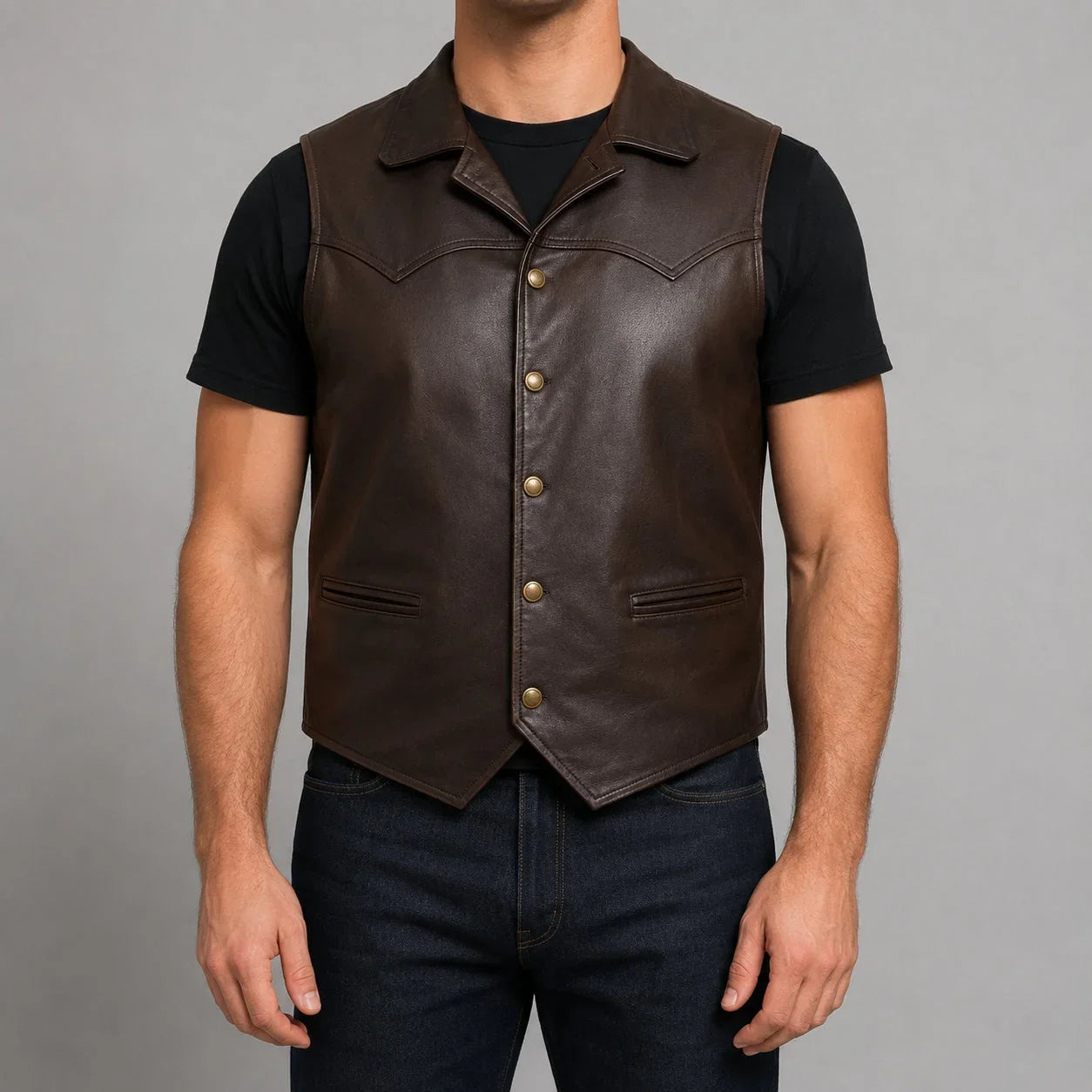 brown lambskin western vest