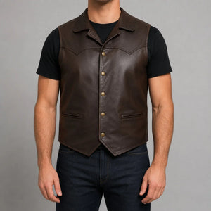 brown lambskin western vest
