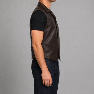 brown lambskin western vest MLV 3003 side view