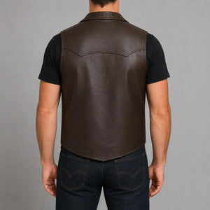 brown lambskin western vest MLV 3003 back view